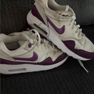 Nike Kids White and Purple Air-Inspired Sneakers